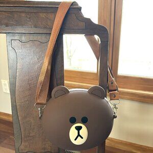 Q Uncle Brown Bear Kawaii Silicone Crossbody Bag